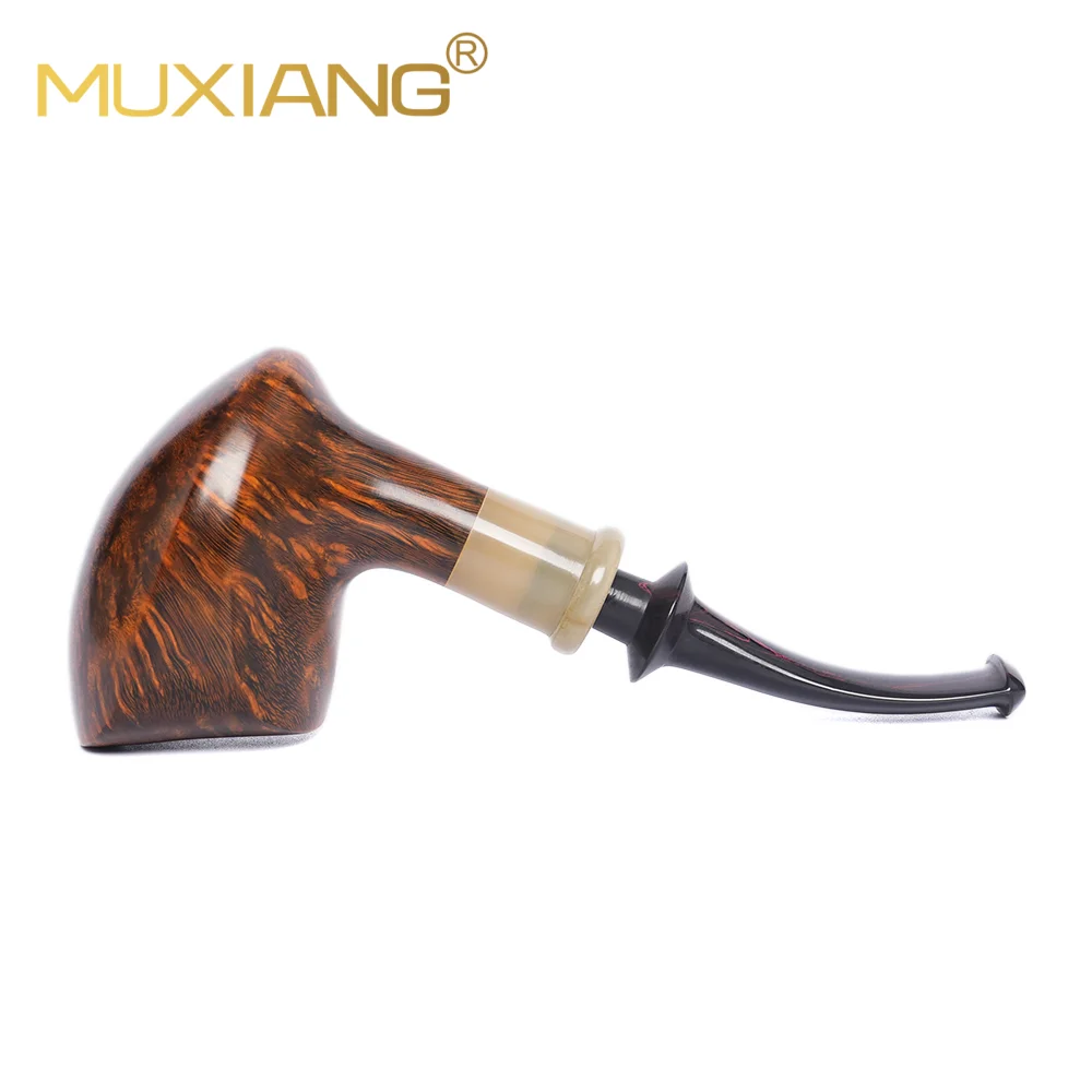 Handgefertigte Bruyèrepfeife mit Hornzierring Handgefertigte Bruyèrepfeife mit Hornzierring