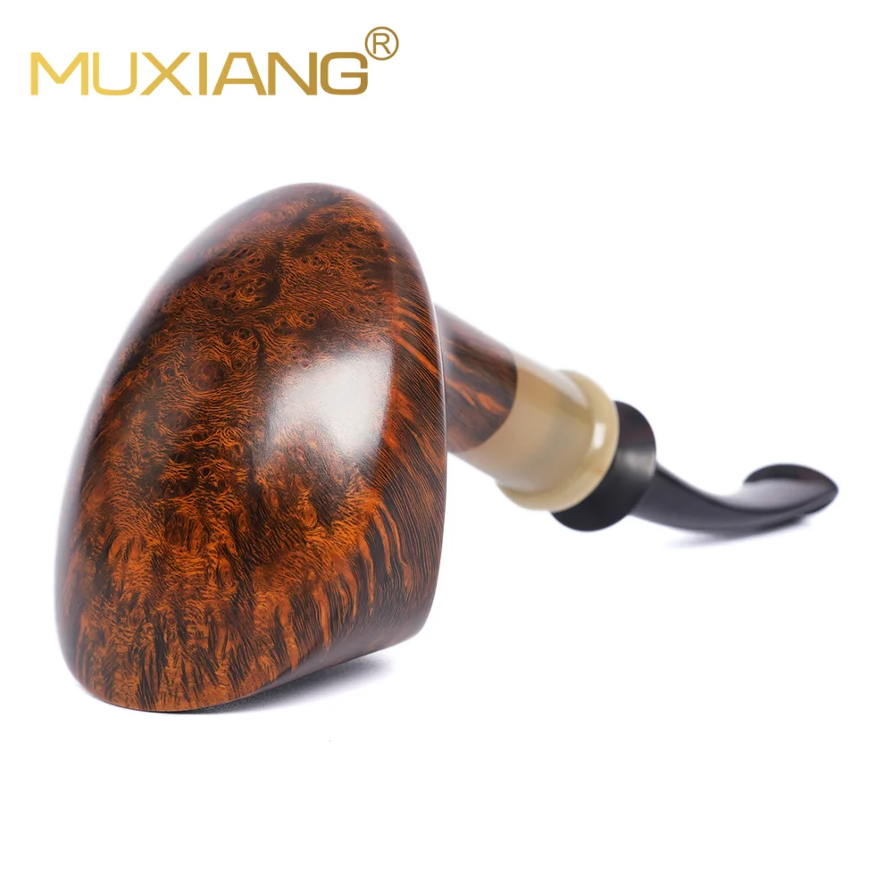 Handgefertigte Bruyèrepfeife mit Hornzierring Handgefertigte Bruyèrepfeife mit Hornzierring