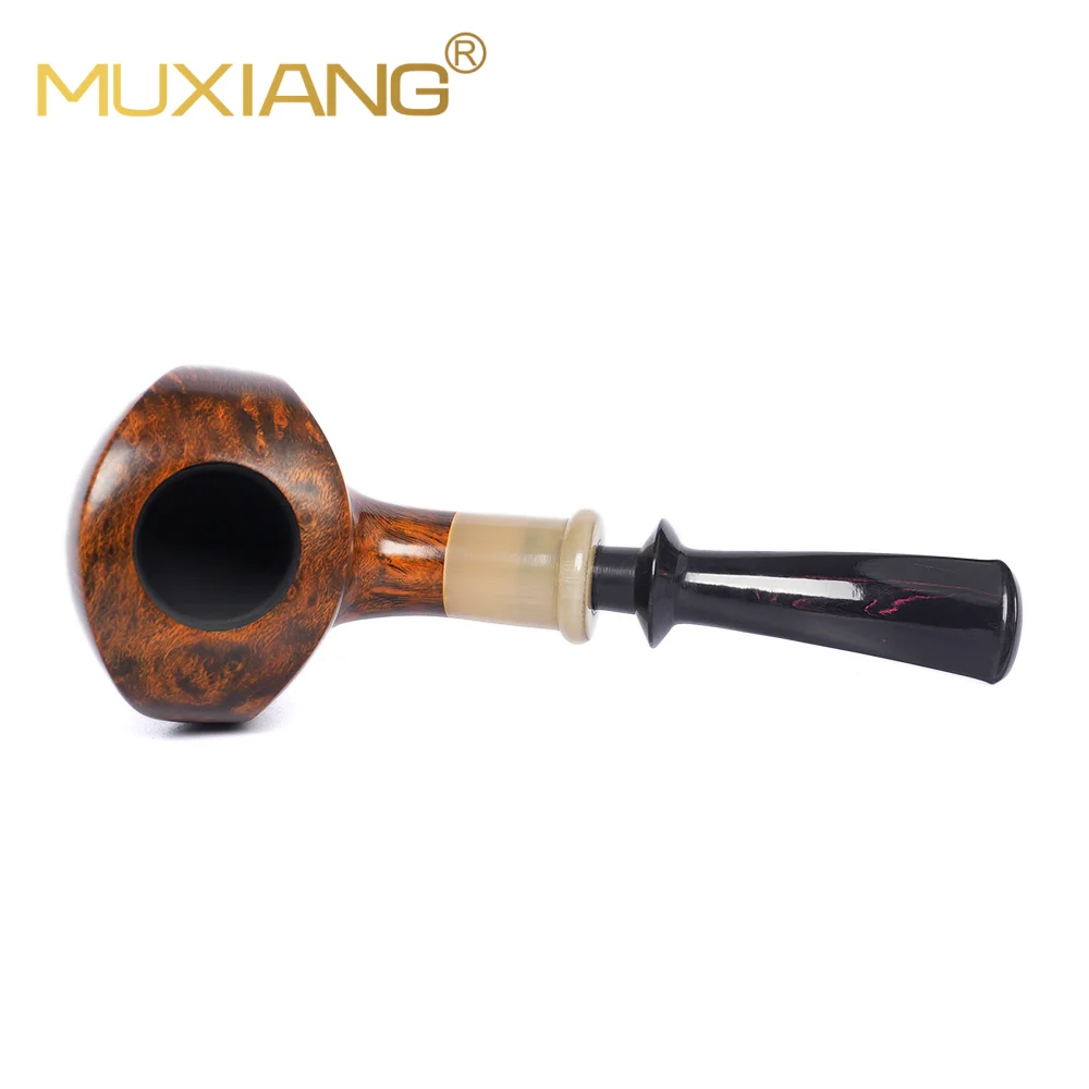 Handgefertigte Bruyèrepfeife mit Hornzierring Handgefertigte Bruyèrepfeife mit Hornzierring