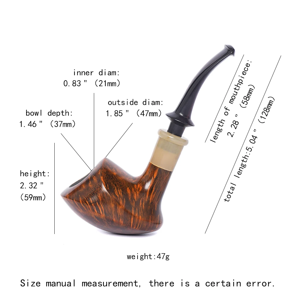 Handgefertigte Bruyèrepfeife mit Hornzierring Handgefertigte Bruyèrepfeife mit Hornzierring
