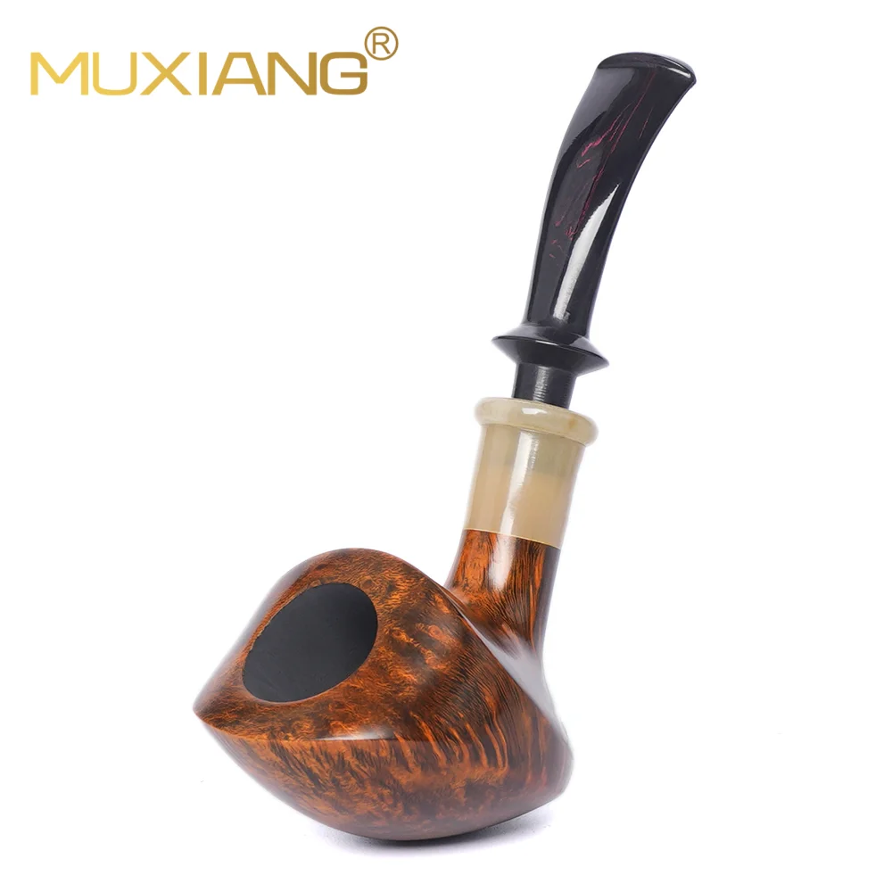 Handgefertigte Bruyèrepfeife mit Hornzierring Handgefertigte Bruyèrepfeife mit Hornzierring