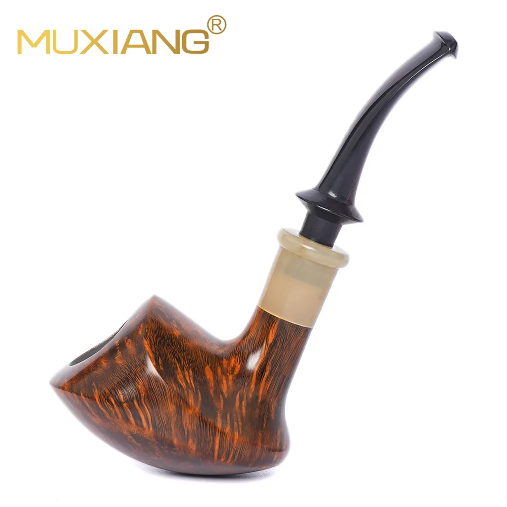 Handgefertigte Bruyèrepfeife mit Hornzierring Handgefertigte Bruyèrepfeife mit Hornzierring