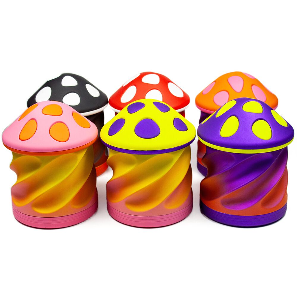Bunte 4-teilige Pilz-Tabakgrinder-Set Großhandel Bunte 4-teilige Pilz-Tabakgrinder-Set Großhandel